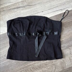 Forever 21 Black Strapless Top with Satin Ribbon